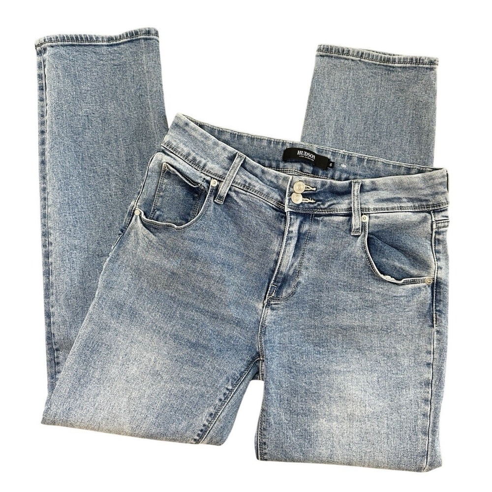 Hudson Flap Pocket Jeans 6 Light Wash V Pocket Slim Straight Cigarette Leg Ankle